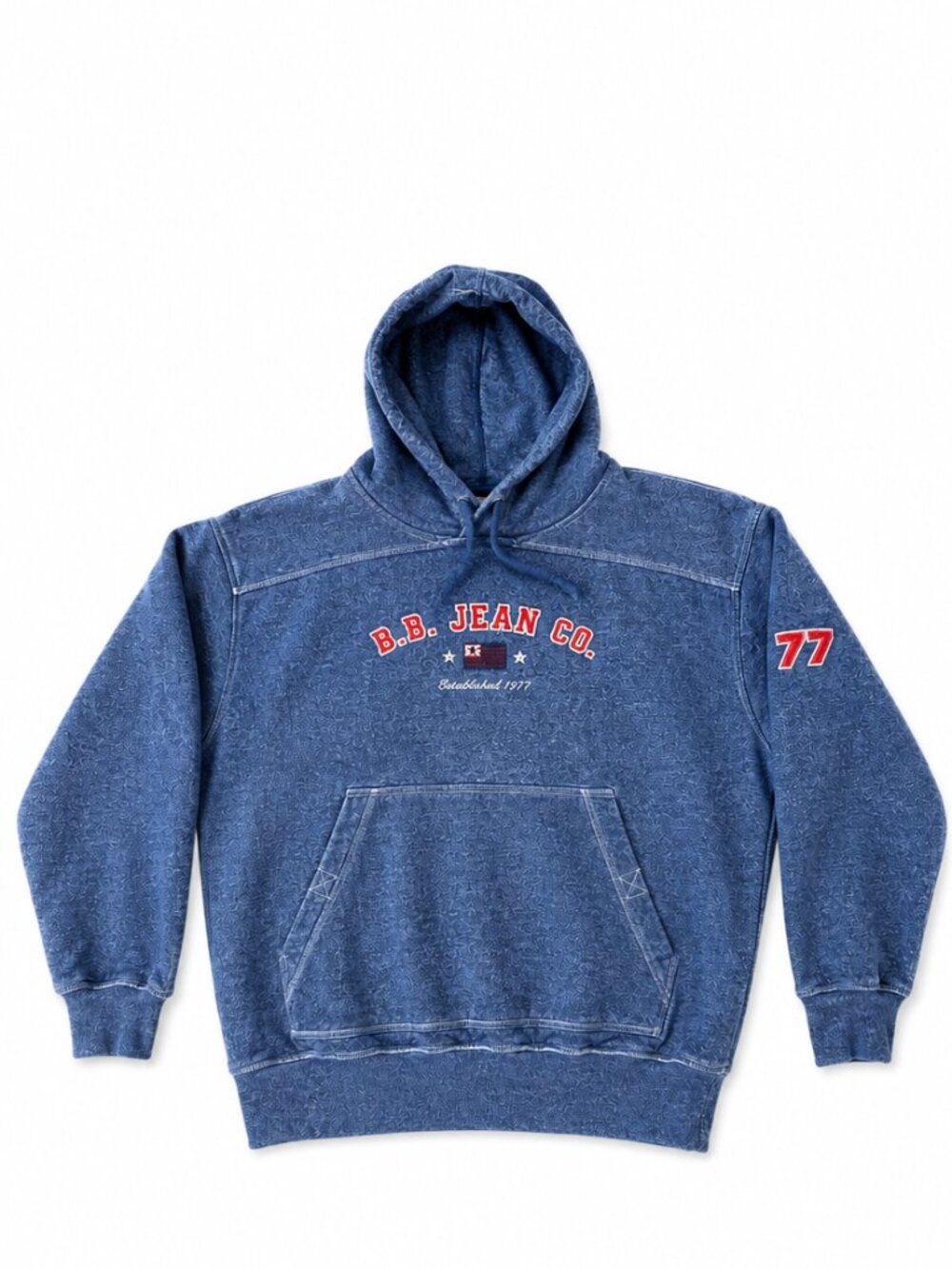 Bugle Boy Pullover Hoodie Mens Large Gray Blue Heather Graphic Hooded Sweatshirt